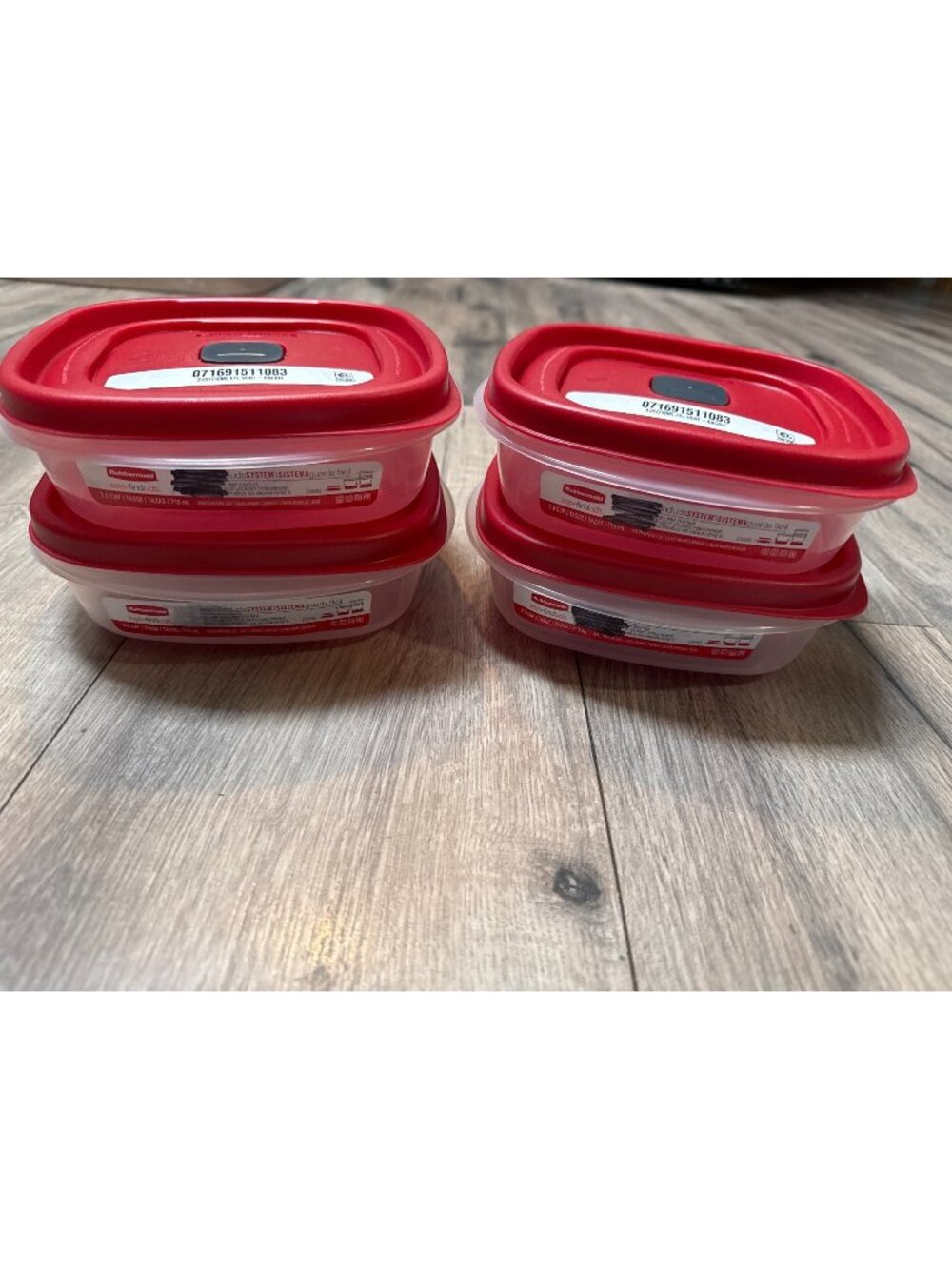 Rubbermaid Easy Find Lids Vented Lids 3-Cup Red Lid Stackable BPA Free Set Of 4